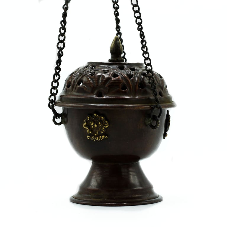 Copper Tibetan Hanging Incense Burner - Classic Design