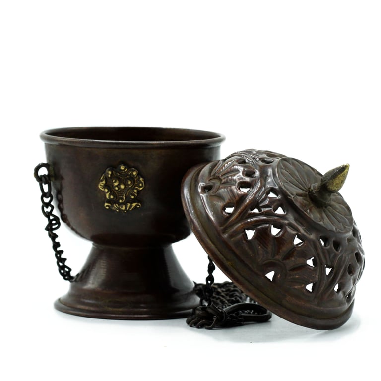 Copper Tibetan Hanging Incense Burner - Classic Design