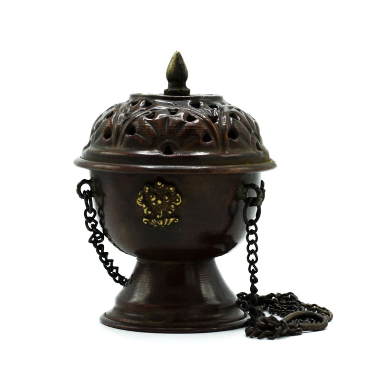 Copper Tibetan Hanging Incense Burner - Classic Design