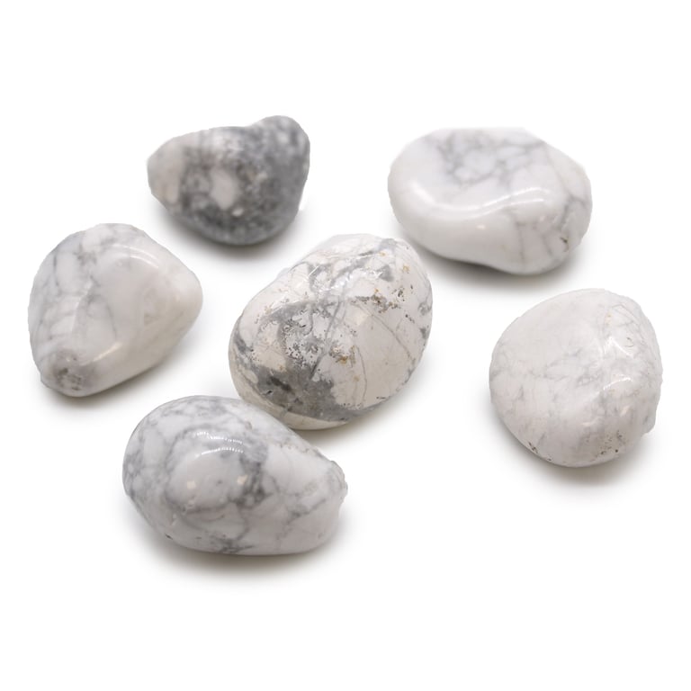 Large African White Howlite Magnesite Tumble Stones - Healing Crystals