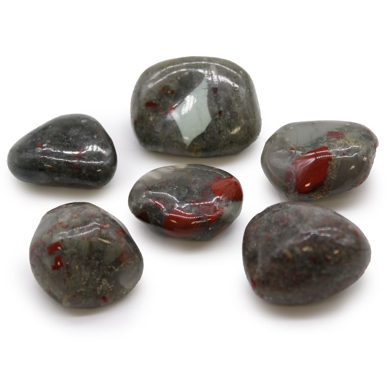Large African Bloodstone Tumble Stones - Natural Sephtonite Gemstones Collection