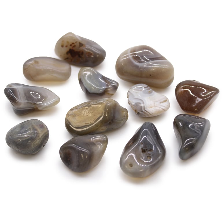Medium African Grey Agate Tumble Stones from Botswana - Natural Gemstones for Meditation