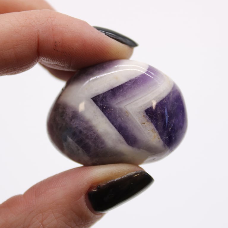 African Amethyst Chevron Tumble Stones - Medium Size Crystal Healing Metaphysical Stones
