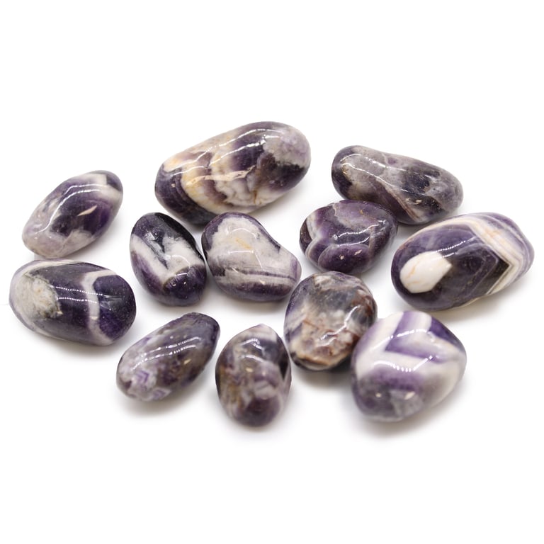 African Amethyst Chevron Tumble Stones - Medium Size Crystal Healing Metaphysical Stones