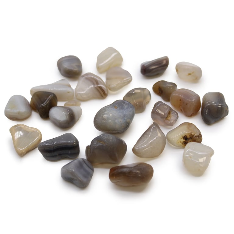 Botswana Grey Agate Small Tumble Stones - Natural, Polished Gemstones