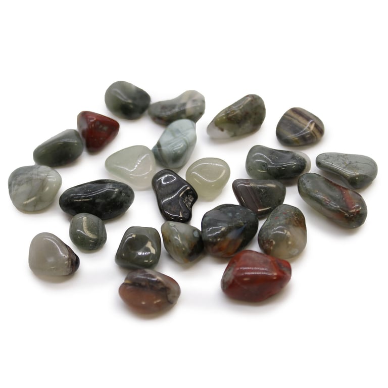 African Tumble Stones - Bloodstone & Sephtonite Gemstones - Natural Healing Crystals