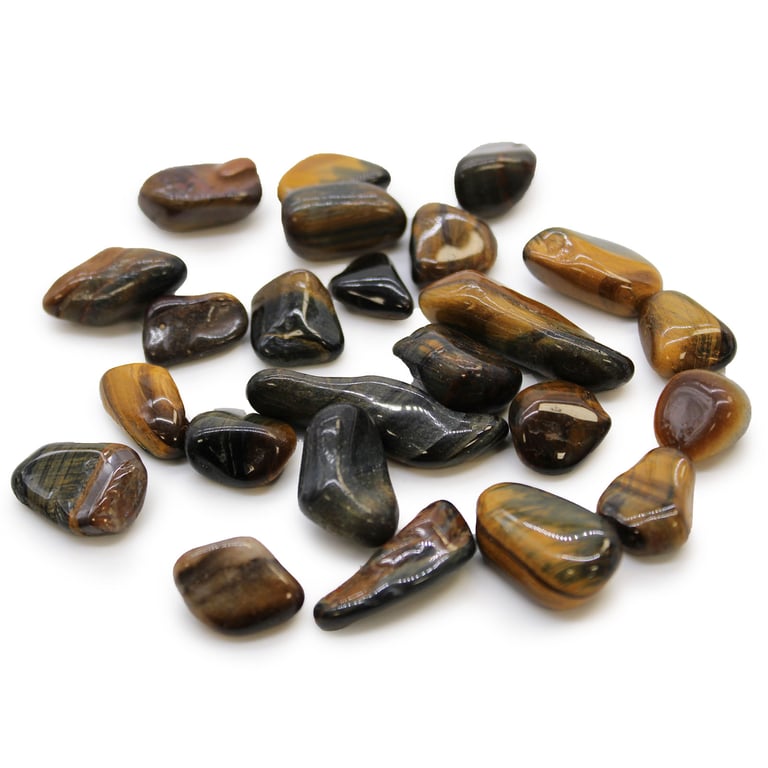 African Tigers Eye Varigated Tumbled Stones - Natural Meditation Stones