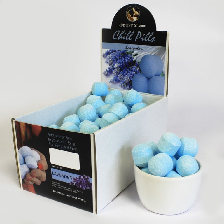 1.3Kg Lavender Mini Bath Bombs - Relaxing Aromatherapy, Chill Pills Box