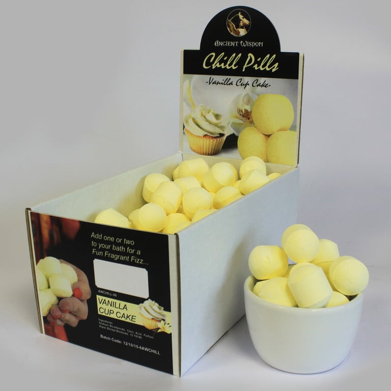 1.3Kg Vanilla Cupcake Mini Bath Bombs - Chill Pills Box (Aromatherapy)