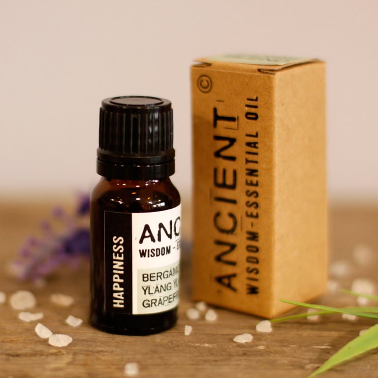 Happiness Essential Oil Blend - 10ml Boxed Aromatherapy Oil for Stress Relief and English Language Benefits