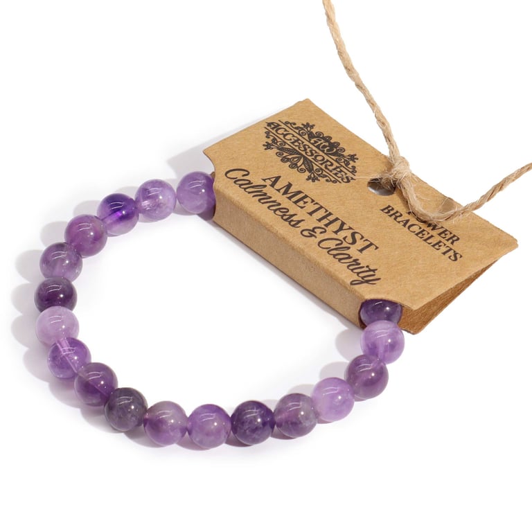 Amethyst Power Bracelet - Crystal Healing and Energy Enhancer, Fast Shipping Worldwide