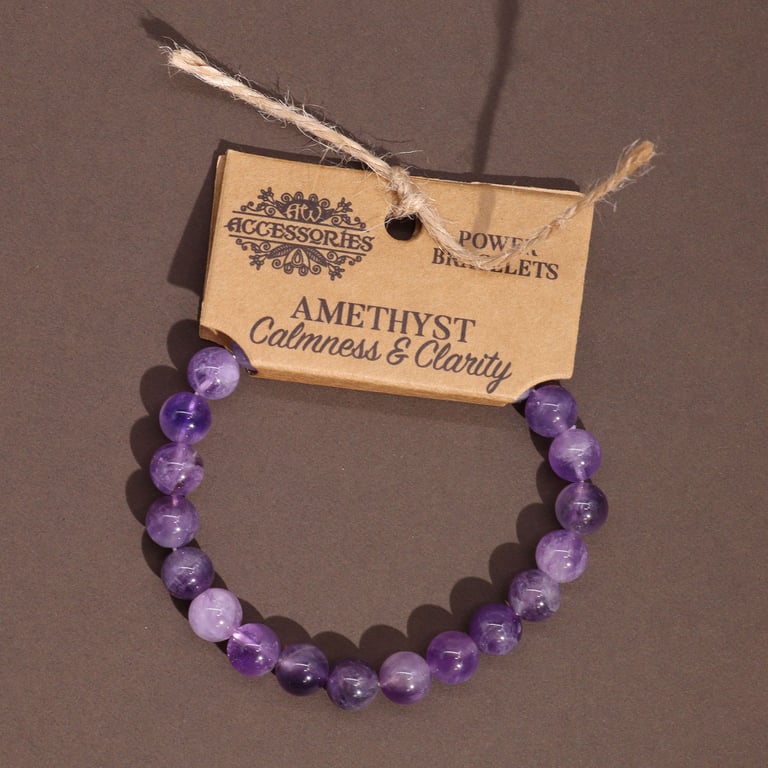 Amethyst Power Bracelet - Crystal Healing and Energy Enhancer, Fast Shipping Worldwide
