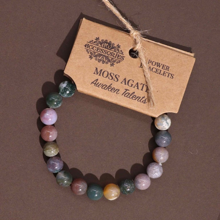 Moss Agate Power Bracelet - Energizing Holistic Wellness Crystal Healing Accessory