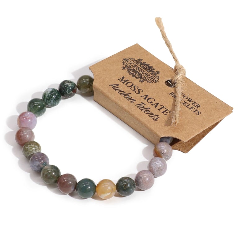 Moss Agate Power Bracelet - Energizing Holistic Wellness Crystal Healing Accessory