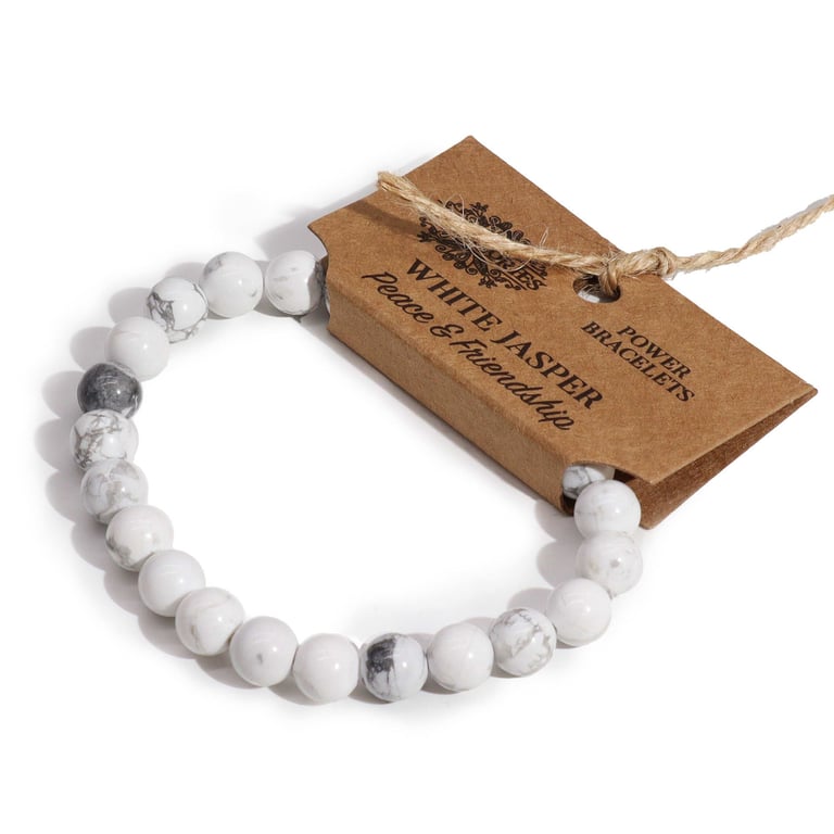 White Jasper Power Bracelet - Meditation and Wellness Crystal Stone Accessory