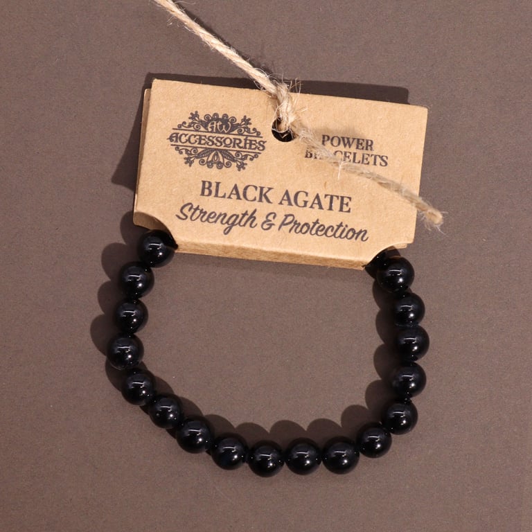Black Agate Power Bracelet - Gemstone Energy Amplifier for Balance and Harmony