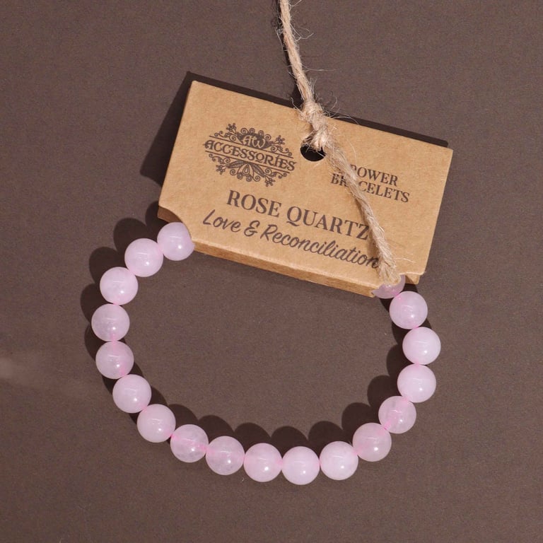 Rose Quartz Power Bracelet - Healing Crystal Energy & Wellness Support