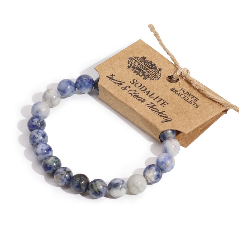 Sodalite Power Bracelet - Metaphysical Healing and Meditation Crystal Energy Accessory