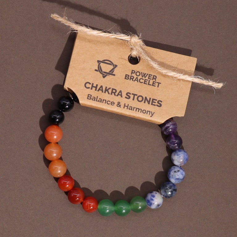 Power Bracelet - Chakra Stones Energy Healing Crystal Wristband