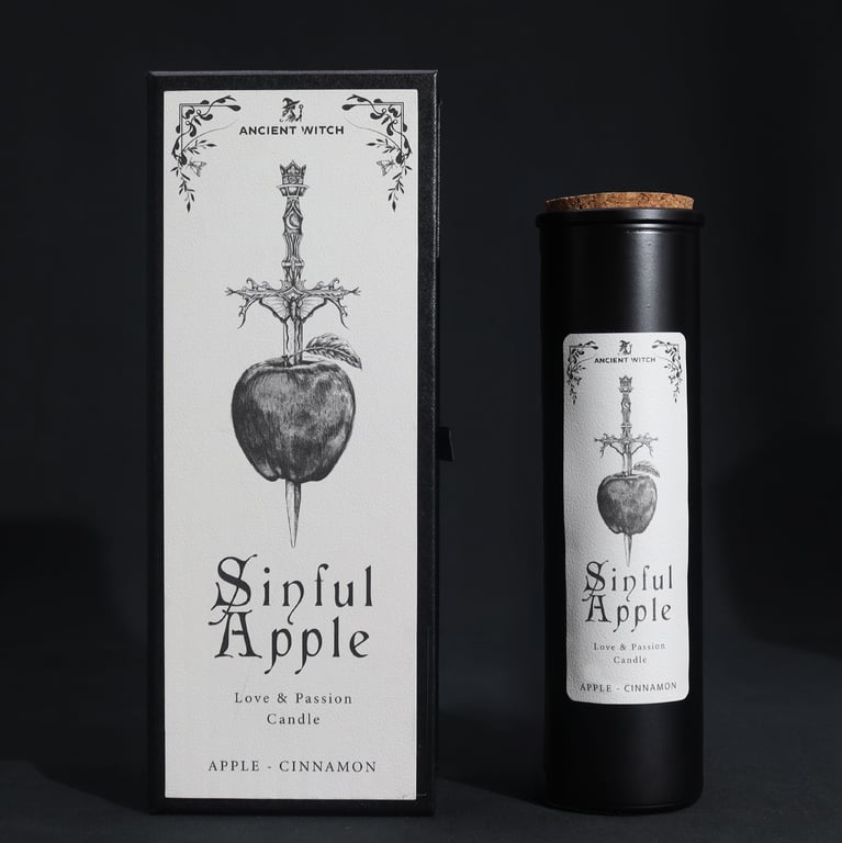 Ancient Witch Ritual Candles - Sinful Apple Scented Candle for Witchcraft and Meditation Practices