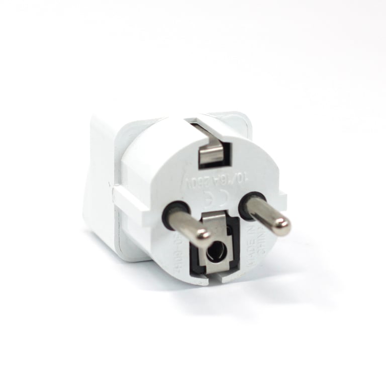 UK to EU Plug Adaptor - Travel Adapter for Europe - 3-Pin UK to 2-Pin EU Power Converter