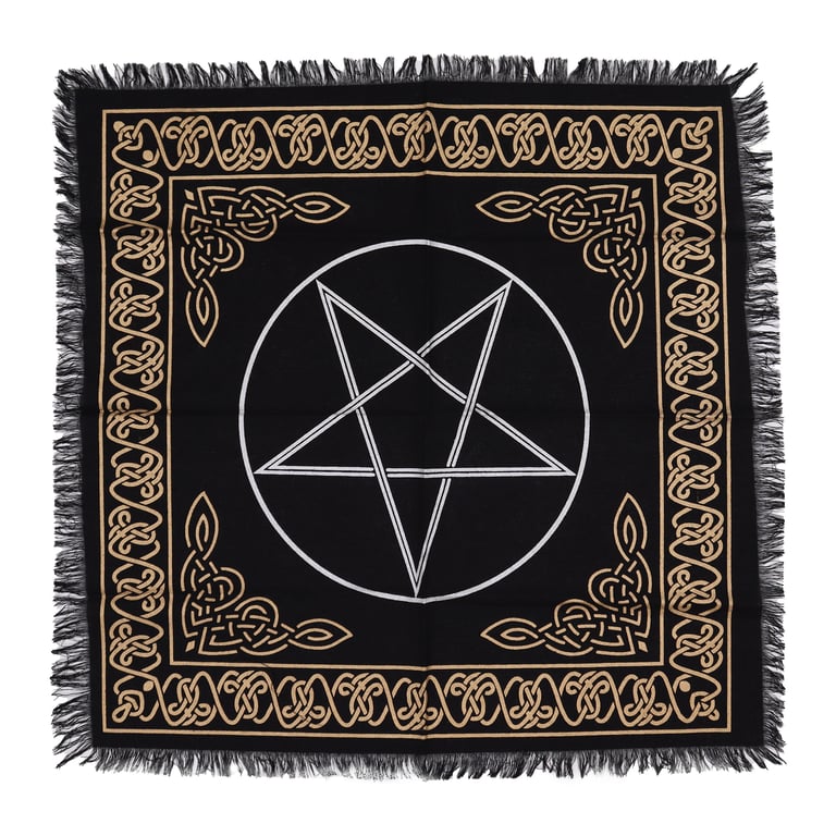 Esoteric Pentagon Fringed Altar Cloth - Spiritual Decor and Decoration