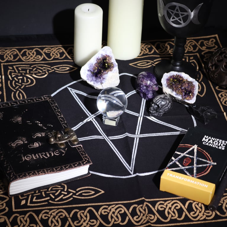 Esoteric Pentagon Fringed Altar Cloth - Spiritual Decor and Decoration