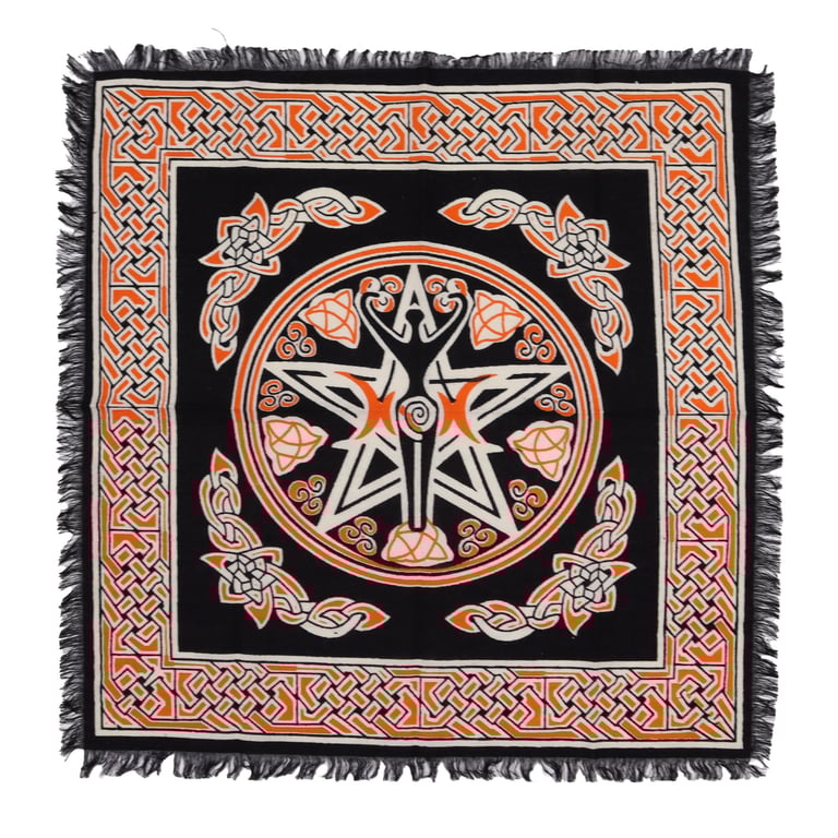 Esoteric Earth Mother Fringed Altar Cloth - Spiritual Decorative Cloth for Meditation and Rituals