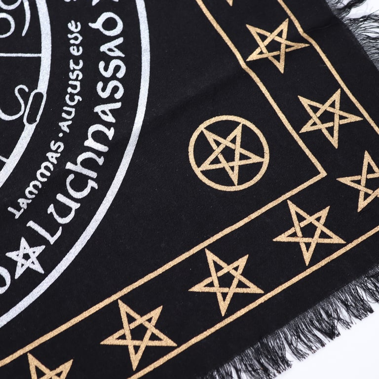 Esoteric Fringed Altar Cloth - Spiritual Life Death Rebirth Symbolism Decoration