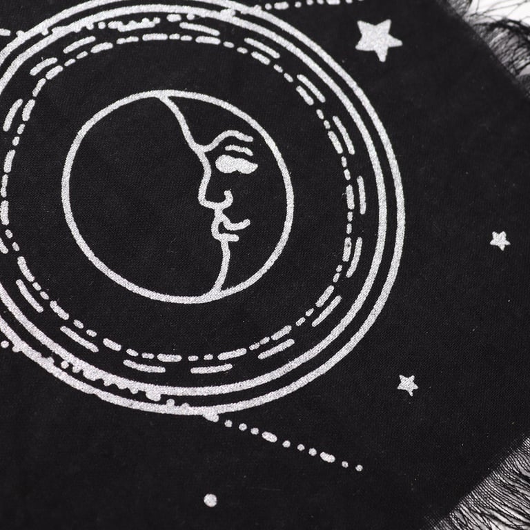 Esoteric Fringed Altar Cloth - Moon & Sun Chart Spiritual Decor
