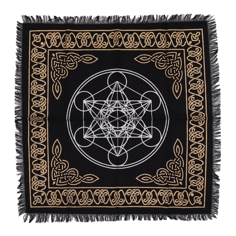 Esoteric Fringed Altar Cloth - Chakra Chart with Spiritual Energy Infusion and Metaphysical Properties for Meditation and Energy Balance
