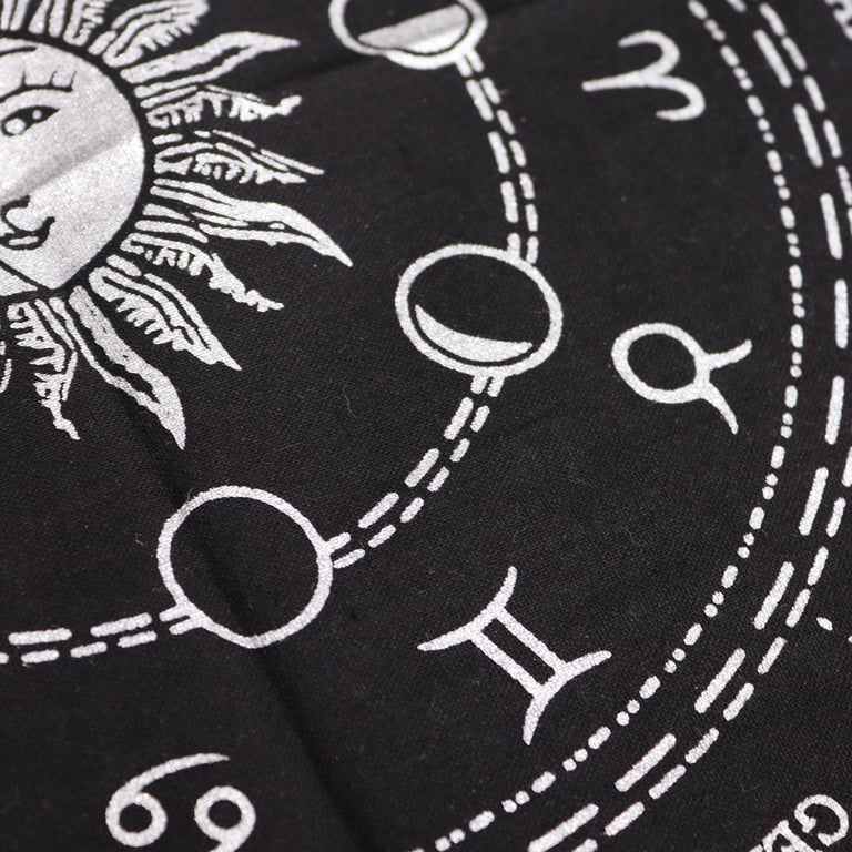 Esoteric Fringed Altar Cloth - Mystical Horoscope Design Spiritual Decoration