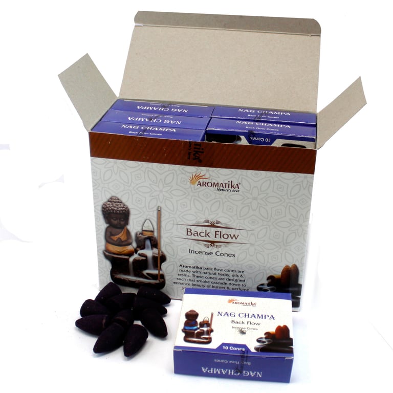 Aromatica Backflow Incense Cones - Nag Champa for Home Fragrance and Meditation Relaxation