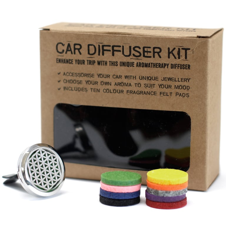Car Diffuser Kit - Flower of Life Aroma Therapy for Vehicles, 30mm Fragrance Car Scent Diffuser Kit