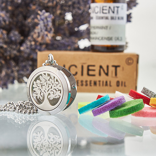 Tree of Life Aromatherapy Diffuser Necklace, 25mm Essential Oil Pendant Jewelry