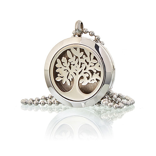 Tree of Life Aromatherapy Diffuser Necklace, 25mm Essential Oil Pendant Jewelry