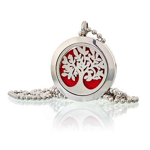 Tree of Life Aromatherapy Diffuser Necklace, 25mm Essential Oil Pendant Jewelry