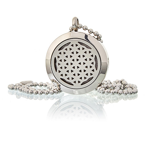 Aromatherapy Diffuser Necklace - Flower of Life 25mm Essential Oil Pendant