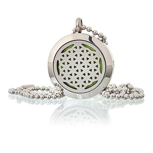 Aromatherapy Diffuser Necklace - Flower of Life 25mm Essential Oil Pendant