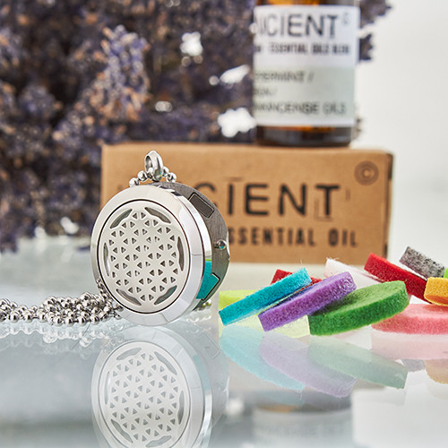 Aromatherapy Diffuser Necklace - Flower of Life 25mm Essential Oil Pendant