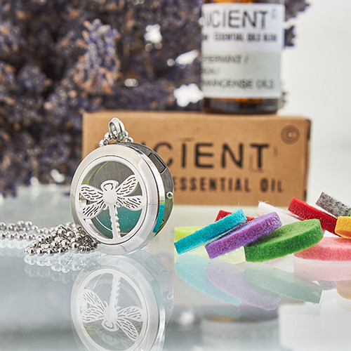 Aromatherapy Diffuser Necklace - Essential Oil Dragonfly Pendant 25mm
