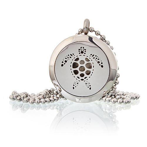 Aromatherapy Diffuser Necklace - Essential Oil Release with Turtle Charm, 25mm Size