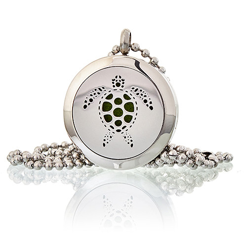 Aromatherapy Diffuser Necklace - Essential Oil Release with Turtle Charm, 25mm Size