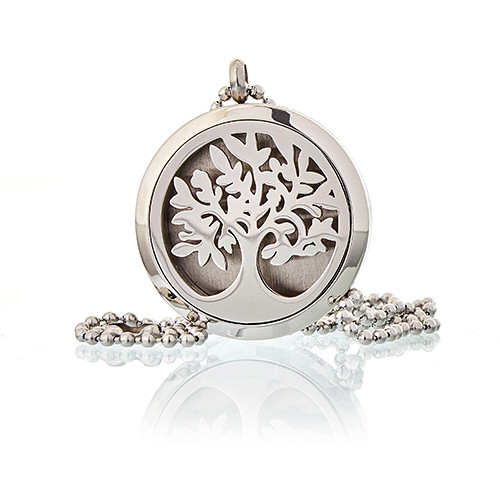 Aromatherapy Diffuser Necklace - Tree of Life Essential Oil Pendant, 30mm Size