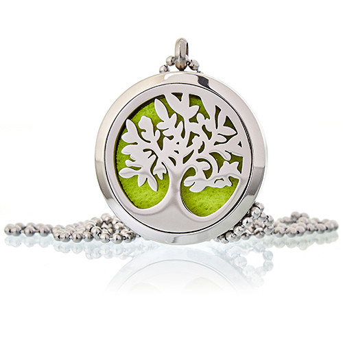 Aromatherapy Diffuser Necklace - Tree of Life Essential Oil Pendant, 30mm Size