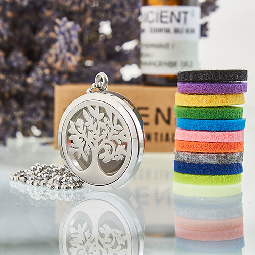 Aromatherapy Diffuser Necklace - Tree of Life Essential Oil Pendant, 30mm Size