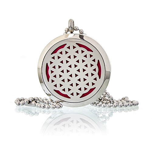 Aromatherapy Diffuser Necklace - Flower of Life 30mm Essential Oil Pendant
