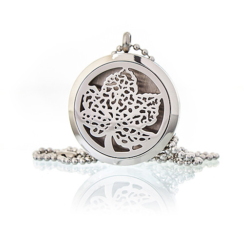 Aromatherapy Essential Oil Diffuser Leaf Necklace 30mm