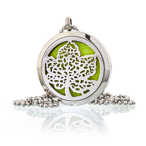 Aromatherapy Essential Oil Diffuser Leaf Necklace 30mm