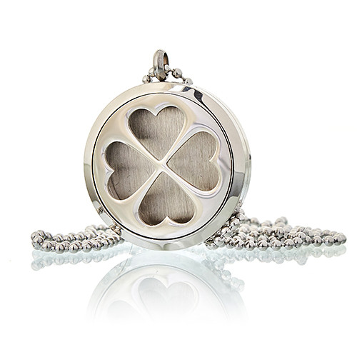Four Leaf Clover Aromatherapy Diffuser Necklace 30mm Essential Oil Pendant